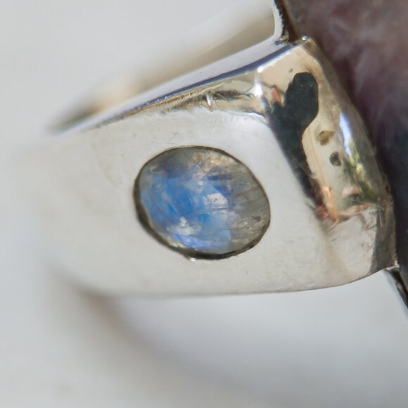 Sterling Silver Charoite & Moonstone Statement Ring – Size 7.75 - Picture 8 of 17